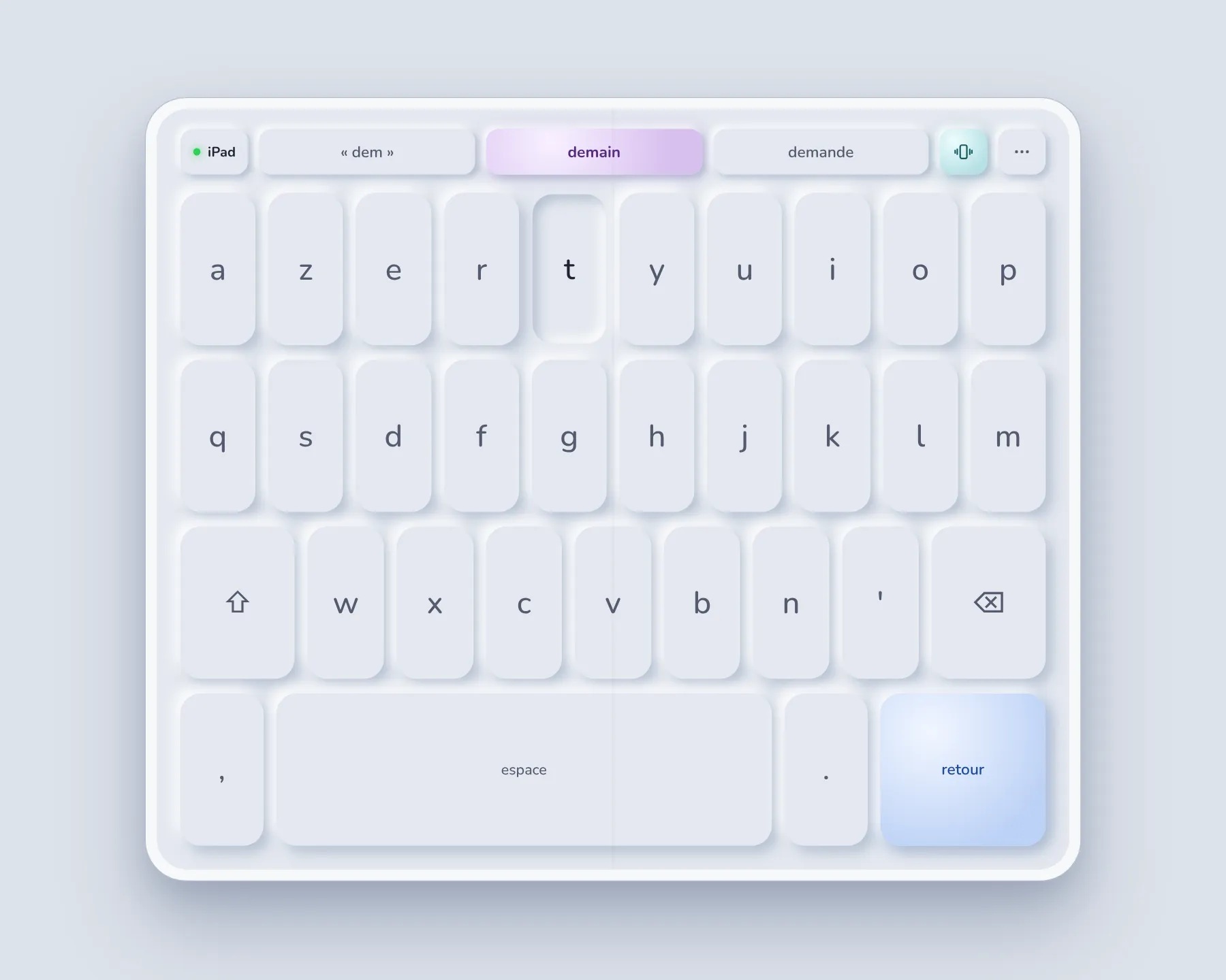 L’iPhone Duo ouvert à plat, transformé en clavier pleine taille.